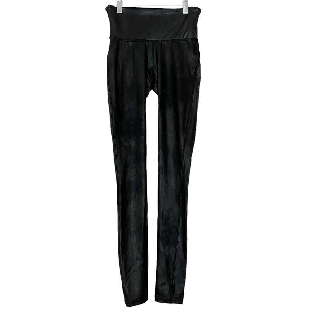 Spanx Ready To Wow Black Faux Leather Leggings Womens Size Small 2437 High Waist